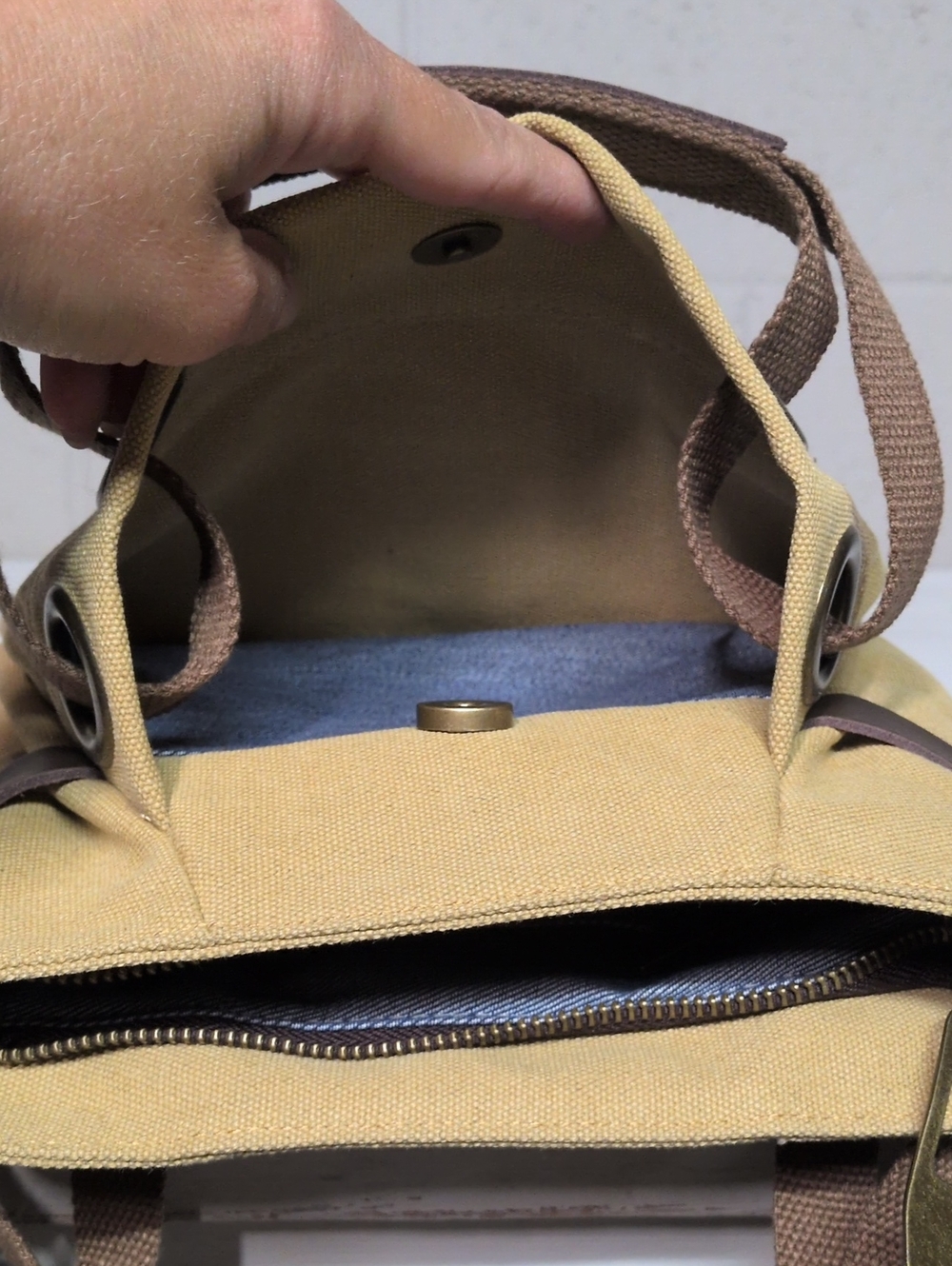 Zede PONT-DES-ARTS (XS) Canvas Crossbody Purse, Beige, like new - Picture 8 of 8